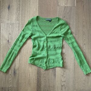 Vibrant Green Button Up Top